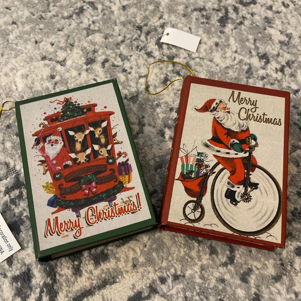 Santa book ornaments